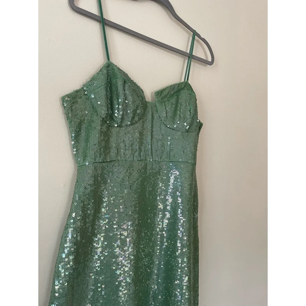 Anthropologie Green Sequin Midi Dress - Picture 5 of 10